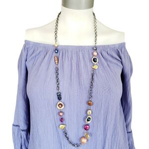 TRESKA Venus Collection beaded baubles pearls strand chain link necklace NEW